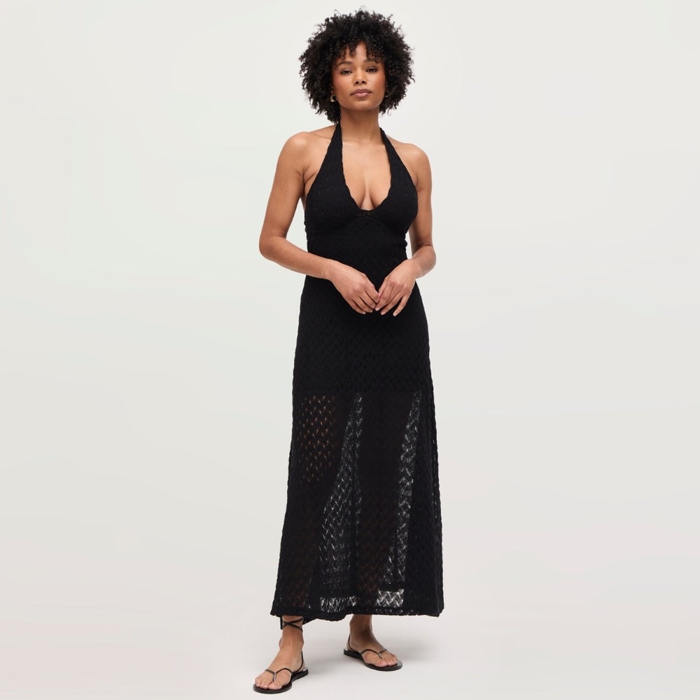 Hill House Home Bela Dress Black Raschel Knit NWT xxl Halter - Picture 5 of 7
